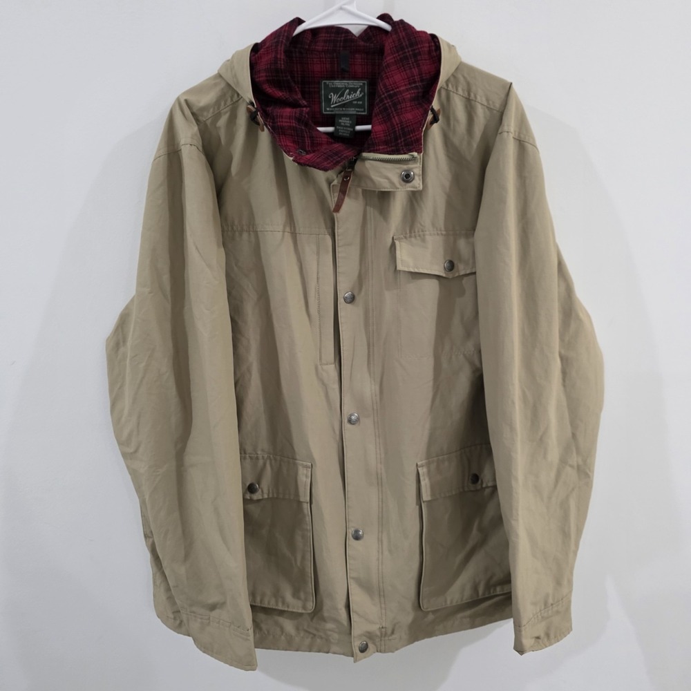 Woolrich‎ Blanket Flannel Lined Mens Chore Coat Size XL Barn Jacket Tan